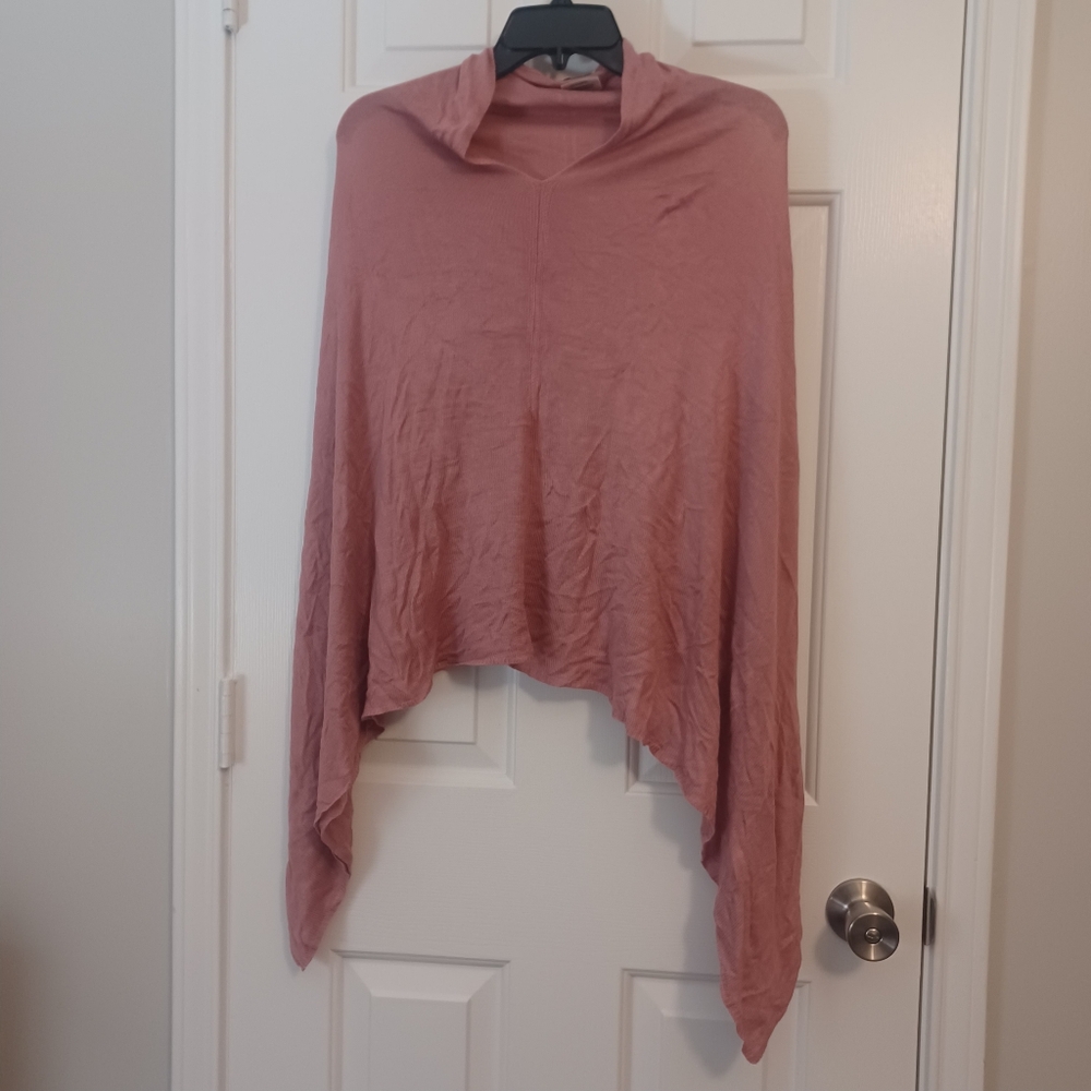 Lexi York Rose Pink Bamboo Sweater Poncho Shawl 1szfm //